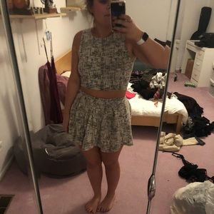 Black and white mini skirt